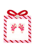 Candy Cane Enamel Post Earrings- Red
