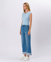 High Rise Cuffed Baggy Denim