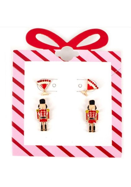 Nutcracker Soldiers & Cocktail Post Earring Set