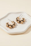BLACK ENAMEL BALL BEADED HOOP EARRINGS