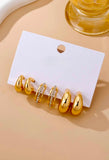 CHUNKY HOOP RHINESTONE TRIO EARRING SET
