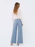 Mid Rise Seam Detail W Front Slit Hem Wide Jeans