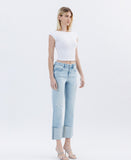 High Rise Cuffed Straight Jeans