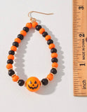 Wood Bead Halloween Teardrop Earrings 2 Colors