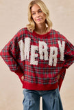 Merry Plaid Oversized Top
