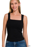 Square Neck Cotton Tank White or Black