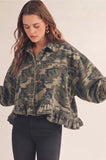 Camo Denim Ruffle Top/Jacket