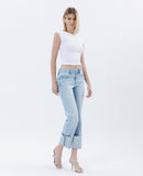 High Rise Cuffed Straight Jeans