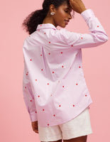 Embroidered Hearts Button Down Top