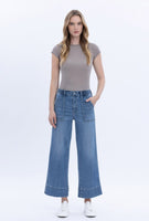 Elastic Waist Wide Leg Utility Jeans