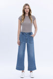 Elastic Waist Wide Leg Utility Jeans
