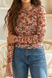 White Lettuce Trim Floral Mesh Top
