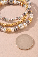 Mixed Metals Beaded Bracelet Set