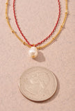 Pearl Bead Layered Bracelet- Red or Black