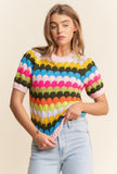 Spring Bloom Scalloped Multicolored Top