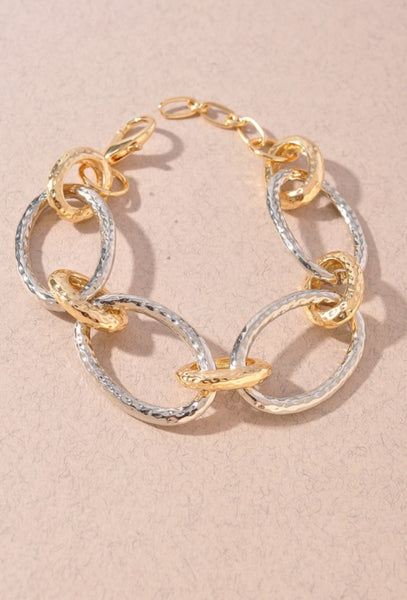 Gold And Silver Oval Chain Link Bracelet