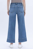 Elastic Waist Wide Leg Utility Jeans