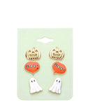 TRIO - HALLOWEEN PUMPKIN BOO GHOST
STUD EARRING SET