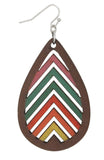 Natural Rainbow Wood Teardrop Earrings