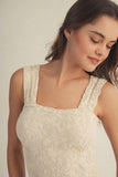 Lace Square Neck Tank Top Ivory