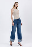 High Rise Cuffed Baggy Wide Leg Jeans
