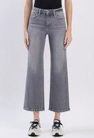 High Rise Ankle Wide Leg Jeans Gray Wash
