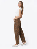 High Rise Brown Floral Print Barrel Jeans