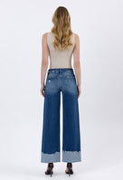 High Rise Cuffed Baggy Wide Leg Jeans