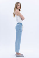 High Rise Elastic Waistband Slim Wide Jeans