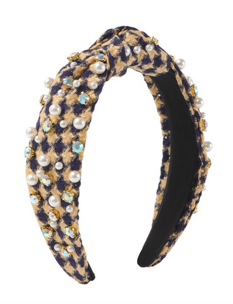 Lions Houndstooth Jeweled Headband
