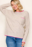 Pop of Pink Sweater