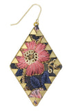 Pink Embroidered Crimped Set Diamond Earrings