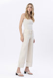 High Rise Cuffed Side Panel Wide Leg Jeans Cream