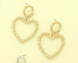 Textured Heart Post Dangle Earrings