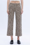 Leopard Ankle Wide Leg Raw Hem Jeans