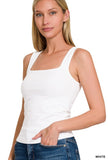 Square Neck Cotton Tank White or Black