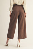 Cafe Suede Scalloped Wide Leg Pants