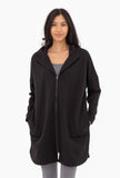 Longline Hoodie Jacket Black