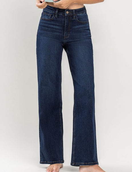 High Rise Wide Leg Dark Wash Denim