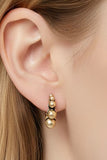 BLACK ENAMEL BALL BEADED HOOP EARRINGS