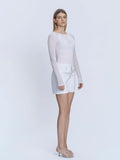 High Rise White Midi A Line Shorts