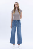 Elastic Waist Wide Leg Utility Jeans