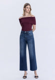 Tummy Control High Rise Wide Leg Jeans Dark Wash- Inseam 28”