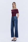 Tummy Control High Rise Wide Leg Jeans Dark Wash- Inseam 28”