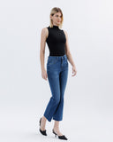 High Rise Raw Hem Kick Flare Jeans