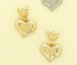 Flash Plated Puffy Heart Earrings