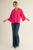 Mia Scalloped Top Fuchsia