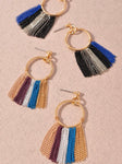 Circle Cutout Chain Fringe Earrings 2 Colors