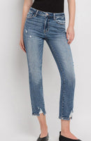 High Rise Slim Straight- Medium Wash