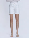 High Rise White Midi A Line Shorts